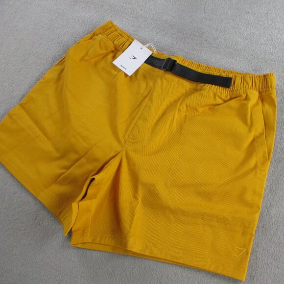 Gymshark Rest Day Woven Shorts Mens XL Burnt Yellow Belted Stretch Training NWT - Picture 2 of 10